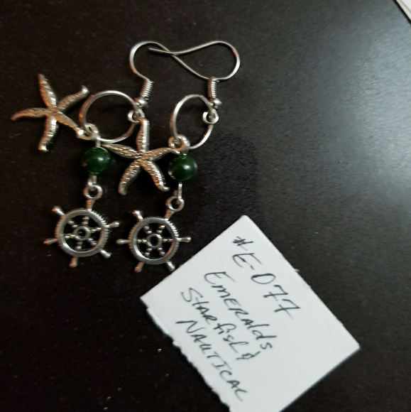 Nautical Emerald Earrings - Pierced - (#E-077) - Picture 5 of 6